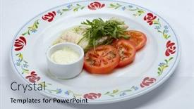 Presentation with sauce - Amazing slide set having roasted-fish-with-vegetables backdrop and a light gray colored foreground