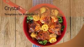  Presentation with free organic cosmetic - Colorful PPT layouts enhanced with roasted free range organic chicken backdrop and a coral colored foreground