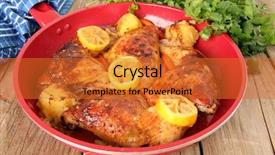  Presentation with free organic cosmetic - Audience pleasing PPT layouts consisting of roasted free range organic chicken backdrop and a red colored foreground