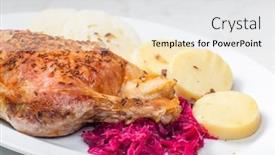  Presentation with china in red on political - Amazing slide deck having roasted-goose-leg-with-red backdrop and a white colored foreground