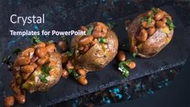  Presentation with potato - Colorful slide deck enhanced with roasted-jacket-potato-filled backdrop and a wine colored foreground