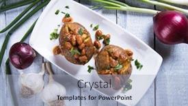  Presentation with kidney - Cool new slide deck with roasted jacket potato filled with refried kidney beans backdrop and a light blue colored foreground