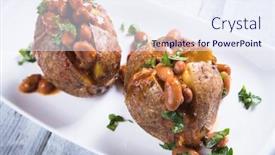  Presentation with potato - Presentation enhanced with roasted-jacket-potato-filled background and a sky blue colored foreground