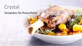  Presentation with jesus lamb - Audience pleasing theme consisting of roasted-lamb-chop-and-vegetable backdrop and a sky blue colored foreground