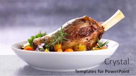  Presentation with jesus lamb - Amazing slides having roasted-lamb-chop-and-vegetable backdrop and a light gray colored foreground