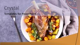  Presentation with jesus lamb - Slides with roasted-lamb-chop-and-vegetable background and a light blue colored foreground