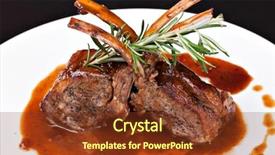  Presentation with classic homemade tomato sauce - Presentation theme featuring roasted lamb chops on tomato background and a tawny brown colored foreground