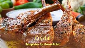  Presentation with olive oil and products - Presentation design with roasted-lamb-chops-with-olive background and a tawny brown colored foreground