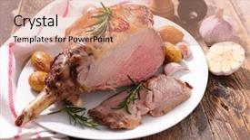  Presentation with grill - Presentation theme with roasted lamb leg background and a coral colored foreground