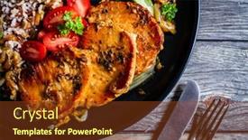  Presentation with cucumbers - PPT theme with roasted-meat-buckwheat-and-pickled background and a tawny brown colored foreground