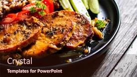  Presentation with cucumbers - Audience pleasing PPT theme consisting of roasted-meat-buckwheat-and-pickled backdrop and a wine colored foreground