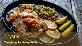  Presentation with cucumbers - Amazing PPT layouts having roasted-meat-buckwheat-and-pickled backdrop and a tawny brown colored foreground