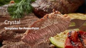  Presentation with meat beef - Slide set consisting of roasted-meat-grilled-beef-steak background and a tawny brown colored foreground
