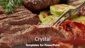  Presentation with meat beef - Audience pleasing PPT theme consisting of roasted-meat-grilled-beef-steak backdrop and a tawny brown colored foreground