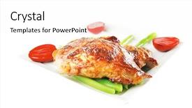  Presentation with ceramic - Presentation theme having roasted-meat-served-with-beans background and a white colored foreground