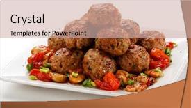  Presentation with meatball - Cool new slide set with roasted meatballs and vegetables backdrop and a soft green colored foreground