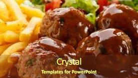  Presentation with vegetables - Slide set having roasted meatballs chips and vegetables background and a tawny brown colored foreground