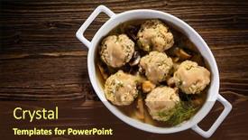  Presentation with mushroom - Audience pleasing theme consisting of roasted-meatballs-in-mushroom-sauce backdrop and a tawny brown colored foreground