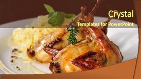  Presentation with white plate - Slides having roasted or fried whole quails background and a tawny brown colored foreground
