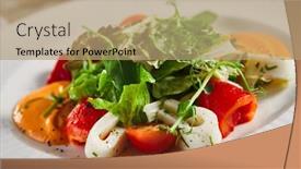 Presentation with textile - Slide deck enhanced with roasted-pepper-salad-with-calamari background and a coral colored foreground