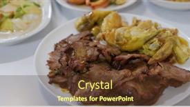  Presentation with roasted chicken - Presentation enhanced with roasted-pork-and-chicken background and a tawny brown colored foreground