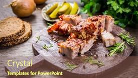  Presentation with cutting board - Slide deck consisting of roasted-pork-belly-with-crust background and a tawny brown colored foreground