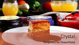  Presentation with beef pork chicken turey - Slide set with roasted pork belly with gravy background and a red colored foreground