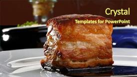  Presentation with white wine and red - Colorful PPT layouts enhanced with roasted pork belly with red backdrop and a tawny brown colored foreground