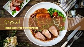  Presentation with mushrooms - Presentation theme enhanced with roasted-pork-loin-with-shimeji background and a red colored foreground