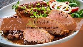  Presentation with mushrooms - PPT layouts enhanced with roasted-pork-loin-with-shimeji background and a red colored foreground