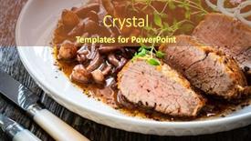  Presentation with mushrooms - Presentation theme with roasted-pork-loin-with-shimeji background and a tawny brown colored foreground