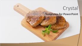  Presentation with cutting board - Cool new slide deck with roasted-pork-slices-on-wooden backdrop and a white colored foreground