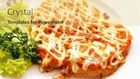  Presentation with non gmo beef pork chicken turkey - Slides having roasted-pork background and a yellow colored foreground