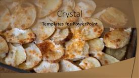  Presentation with spices - PPT theme enhanced with roasted-potato-moussaka-with-spices background and a coral colored foreground