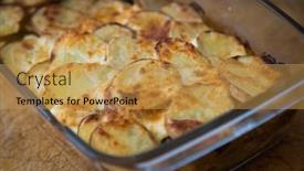  Presentation with potato - Presentation theme having roasted-potato-moussaka-with-spices background and a yellow colored foreground