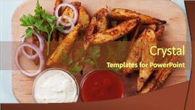  Presentation with wedges - Amazing presentation design having roasted potato wedges with salsa backdrop and a tawny brown colored foreground