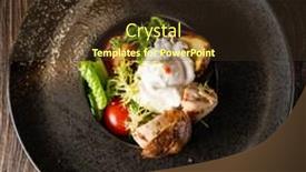  Presentation with potato - Theme having roasted-potato-with-poached-egg background and a tawny brown colored foreground