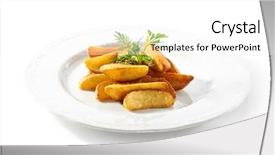  Presentation with potatoes plant - Cool new slide set with roasted potatoes garnished with parsley backdrop and a white colored foreground