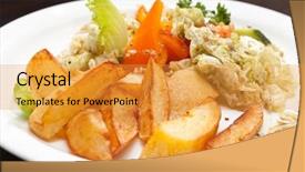  Presentation with vegetables - Presentation design with roasted potatoes with vegetables background and a gold colored foreground