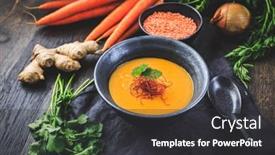  Presentation with lentils - Presentation with roasted-pumpkin-and-carrot-soup background and a dark gray colored foreground