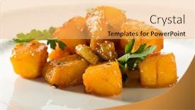  Presentation with pumpkin seeds as pumpkin - Cool new PPT theme with roasted-pumpkin-dressed-with-parsley backdrop and a yellow colored foreground