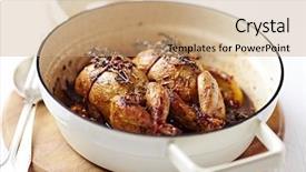  Presentation with quail - Audience pleasing PPT layouts consisting of roasted quail with herbs backdrop and a coral colored foreground