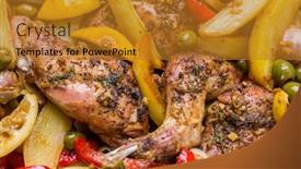  Presentation with rabbit - Audience pleasing slide deck consisting of roasted rabbit legs with vegetables backdrop and a gold colored foreground