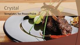  Presentation with ribs - Audience pleasing slide deck consisting of roasted ribs with grapes on wooden table backdrop and a coral colored foreground