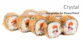  Presentation with tuna fish - Presentation design consisting of roasted-roll-with-tuna background and a white colored foreground
