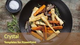  Presentation with root - Cool new slide deck with roasted root vegetables backdrop and a tawny brown colored foreground