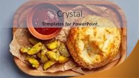  Presentation with fast food - PPT layouts with roasted-round-cheese-loaf background and a light blue colored foreground