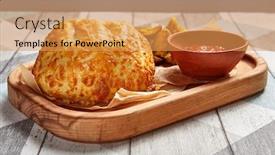  Presentation with fast food - Presentation featuring roasted-round-cheese-loaf background and a yellow colored foreground