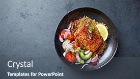  Presentation with quinoa - Beautiful PPT layouts featuring roasted salmon fillet with quinoa and salad healthy homemade food flatlay copy space backdrop and a dark gray colored foreground