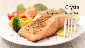  Presentation with salmon fish - Beautiful PPT layouts featuring roasted salmon fish fillet backdrop and a lemonade colored foreground